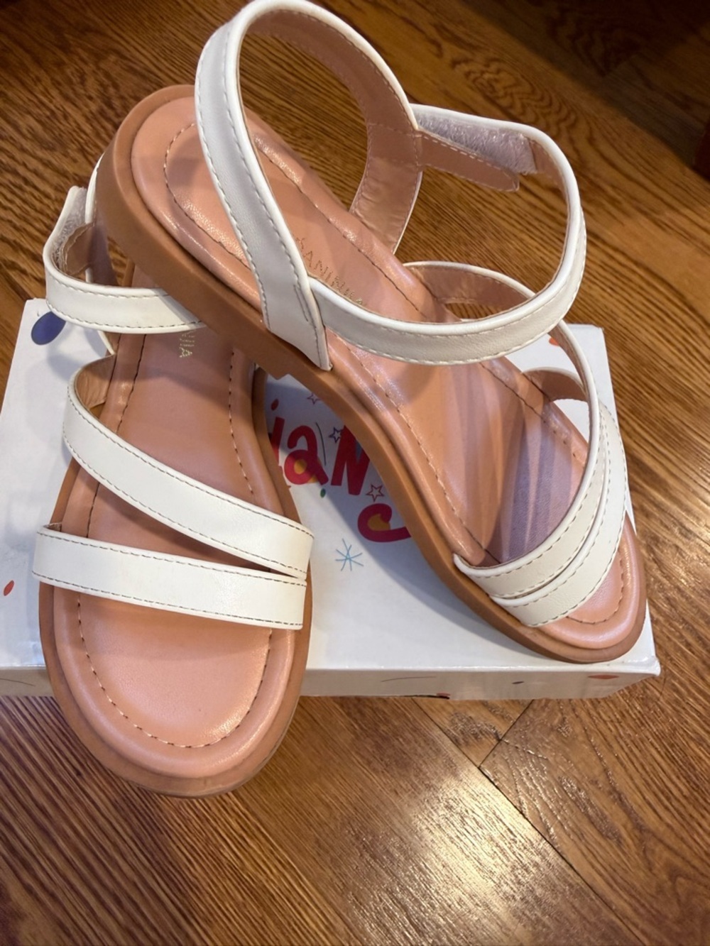PANDANINJIA Girls Sandals Monica Summer Open Toe Flats Shoes Dress Sandals 2 - Picture 6 of 10